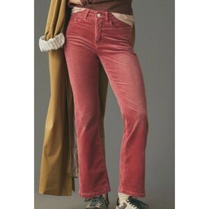 Anthropologie The Yaya Mid-Rise Corduroy Crop Flare Jeans Pink Rose Women’s 32T